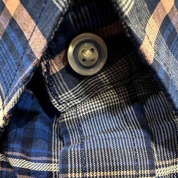 TAILORBYRD BOYS BLUE & PINK PLAID COTTON BUTTON DOWN SHIRT W/ CONTRASTING CUFFS - Picture 9 of 9